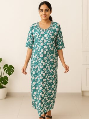 Front full open nighty for maternity and feeding comfort