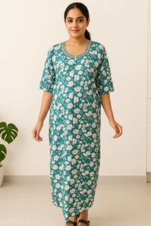 Front full open nighty for maternity and feeding comfort