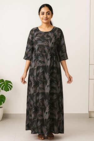 Maternity feeding alpine nighty with three-fourth sleeves in cotton
