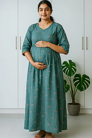 MAMS maternity nighty in soft Alpine fabric with belly ruffles for pregnant women
