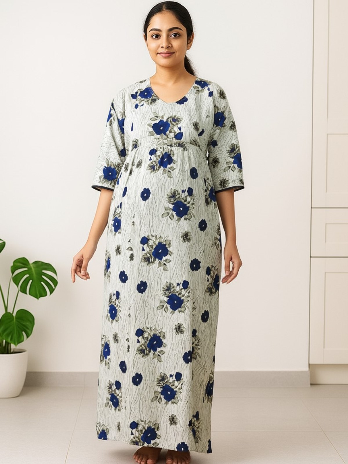 A cotton feeding nighty designed as a maternity feeding nighty, this nursing nighty cotton style offers comfort as cotton maternity nightwear for feeding, making it the perfect ladies feeding nighty.