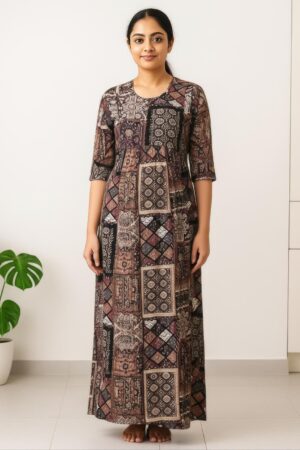 Rayon feeding frock nighty for maternity and nursing comfort