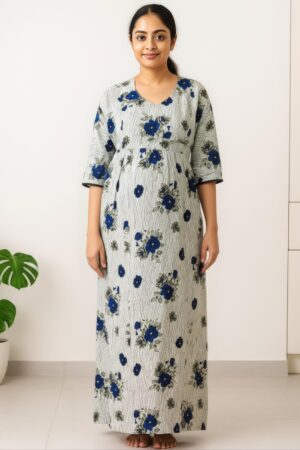 A cotton feeding nighty designed as a maternity feeding nighty, this nursing nighty cotton style offers comfort as cotton maternity nightwear for feeding, making it the perfect ladies feeding nighty.