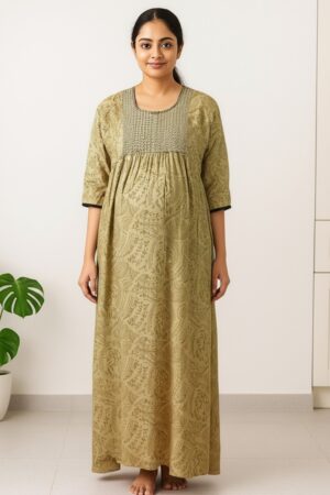 Maternity nursing nighty cotton in soft breathable fabric with front-open buttons – MOM-i Maternity Wear