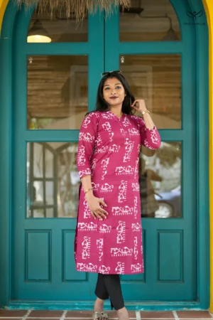 Bright Maroon Cotton Kurthi Feeding Top with Nursing Access on Both Sides
