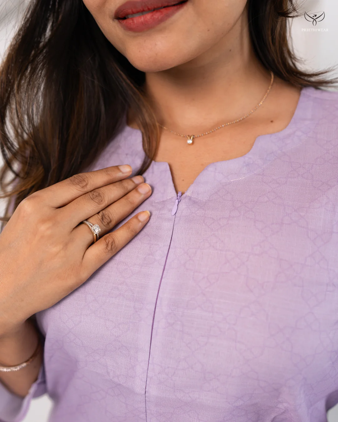 Lavender Feeding Top with Shawl and Nursing Access on Both Sides