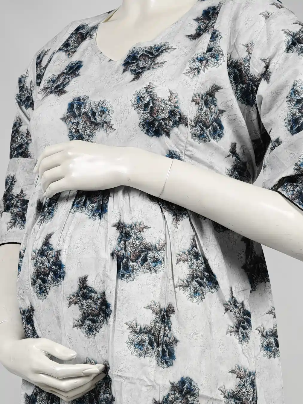 Light Yellow frill feeding nighty with ruffled waist and concealed nursing zips