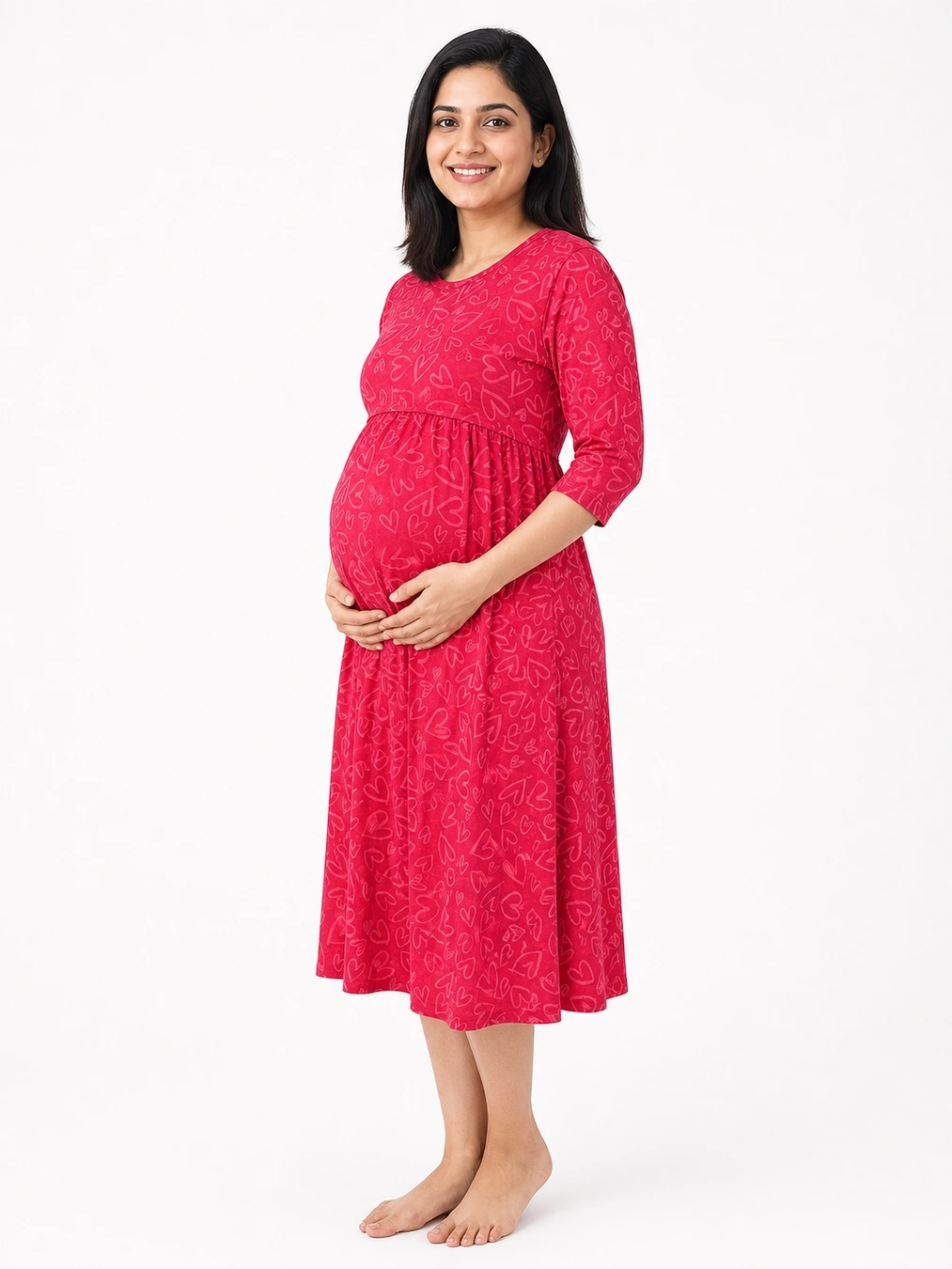 Black pull-up feeding loungewear made from Baniyan fabric