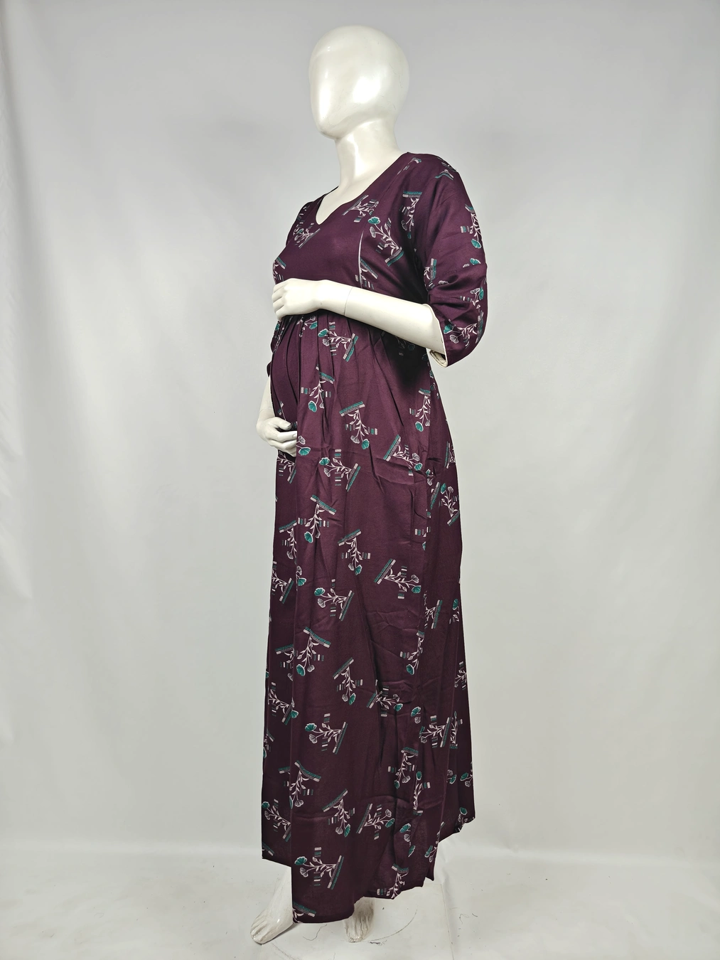 Purple Alpine frill feeding nighty with concealed nursing zips