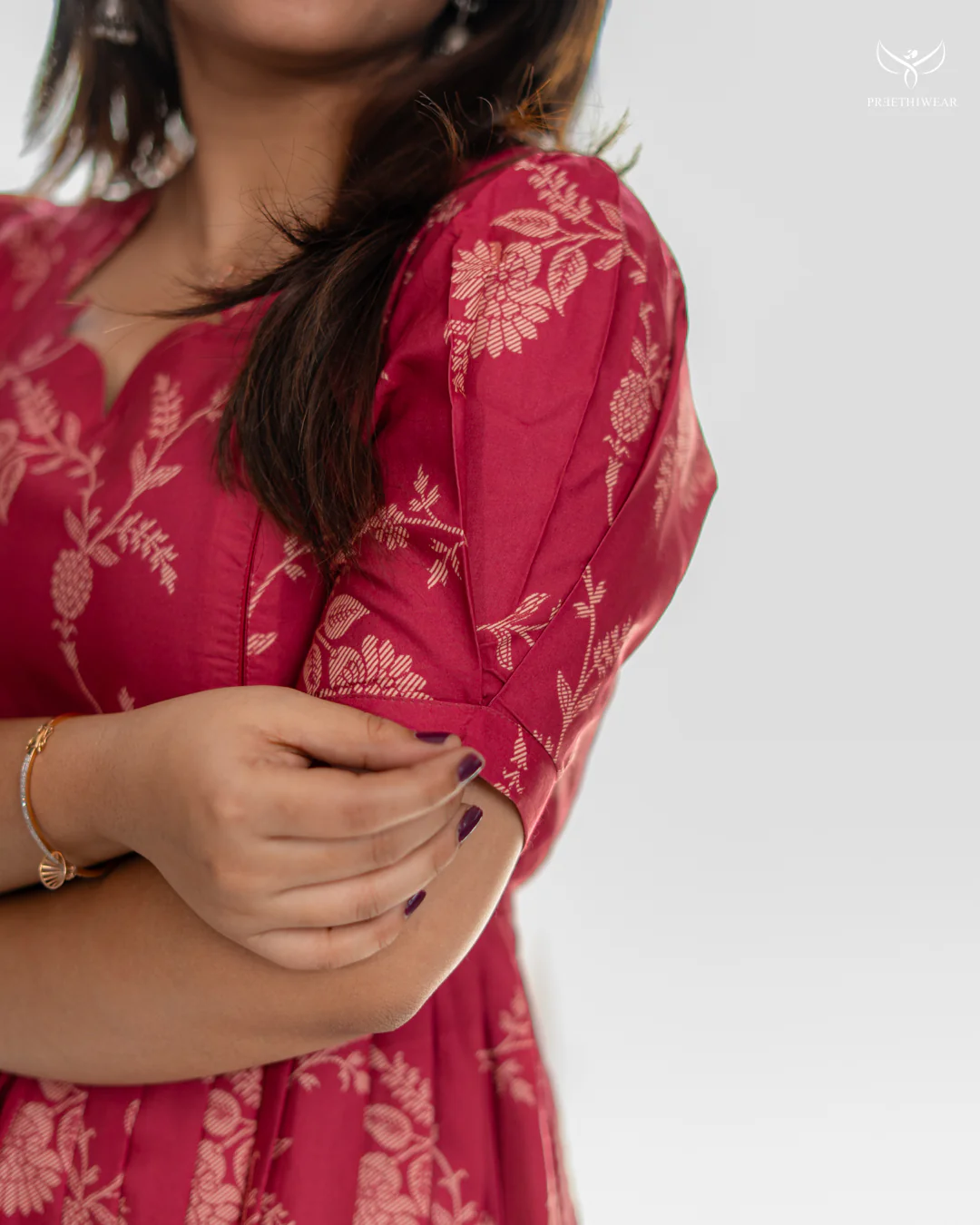 Rani Pink Flared Feeding Top with half sleeves and umbrella-style design