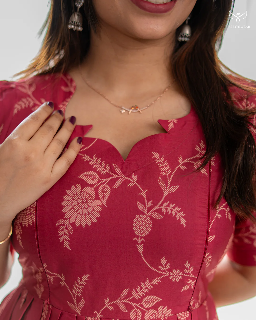 Rani Pink Flared Feeding Top with half sleeves and umbrella-style design