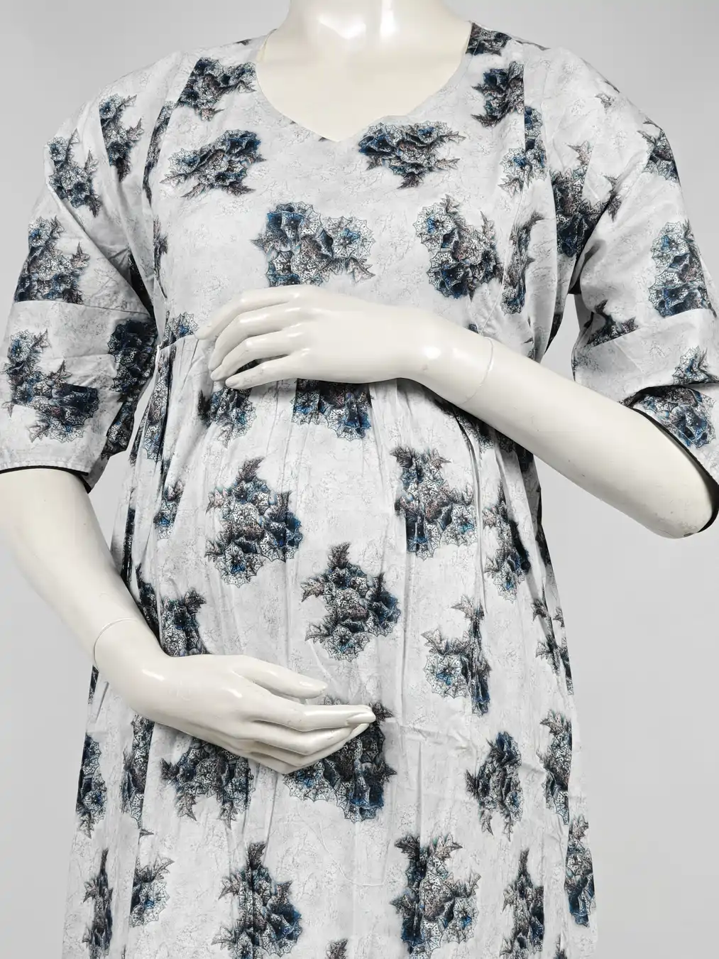 Light Yellow frill feeding nighty with ruffled waist and concealed nursing zips