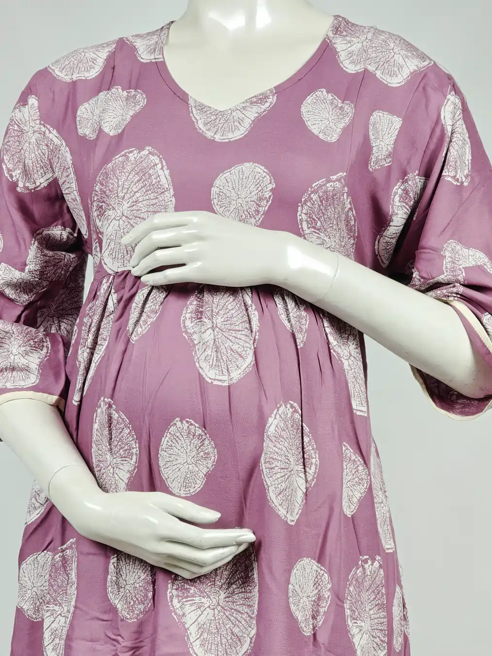 Rose Alpine Frill Feeding Nighty with ruffled waist detail and dual concealed nursing zips