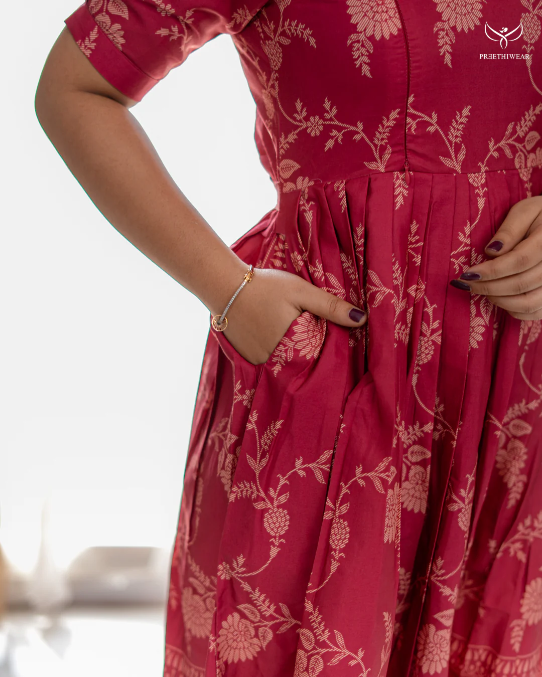 Rani Pink Flared Feeding Top with half sleeves and umbrella-style design