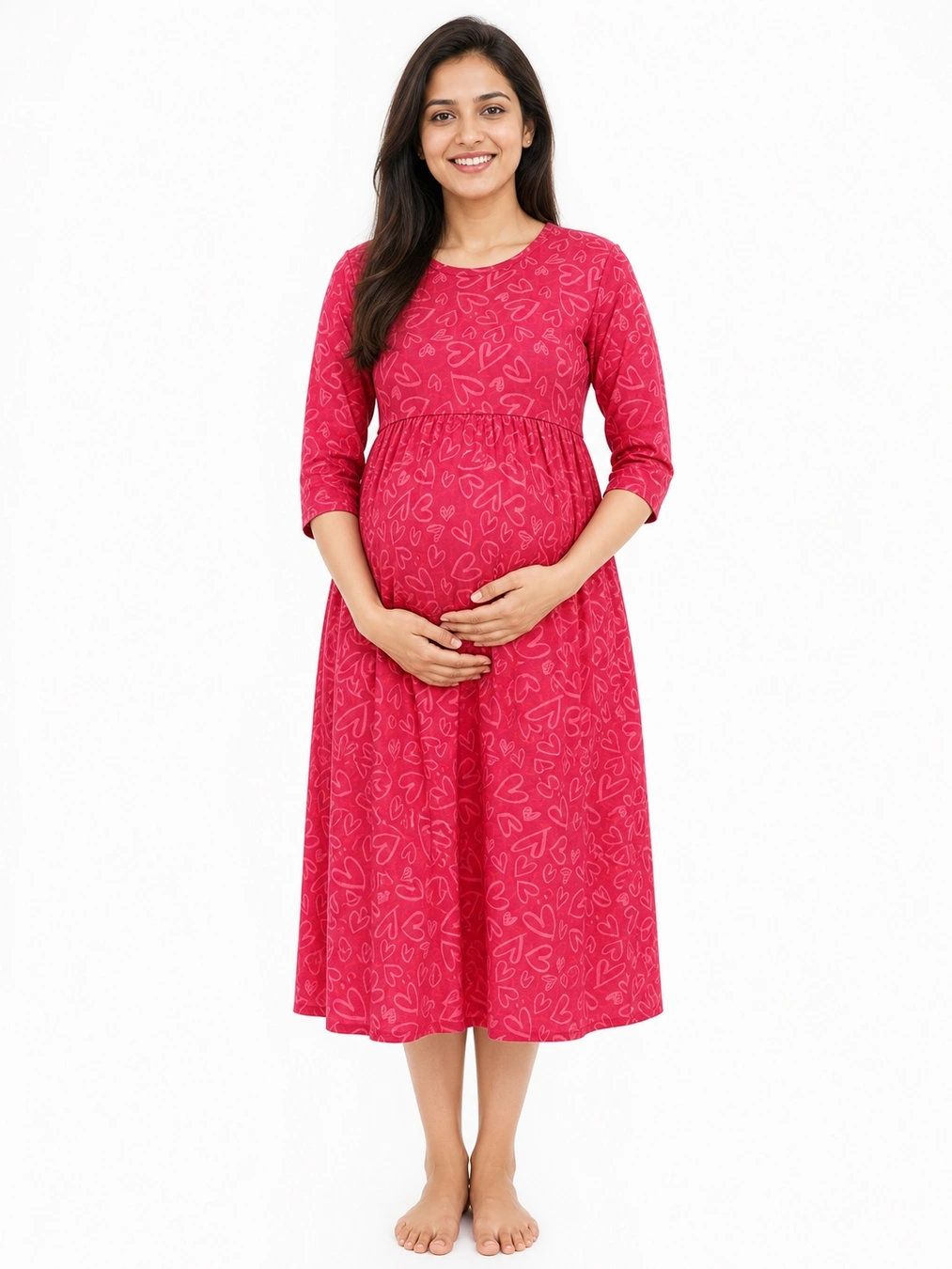 Black pull-up feeding loungewear made from Baniyan fabric