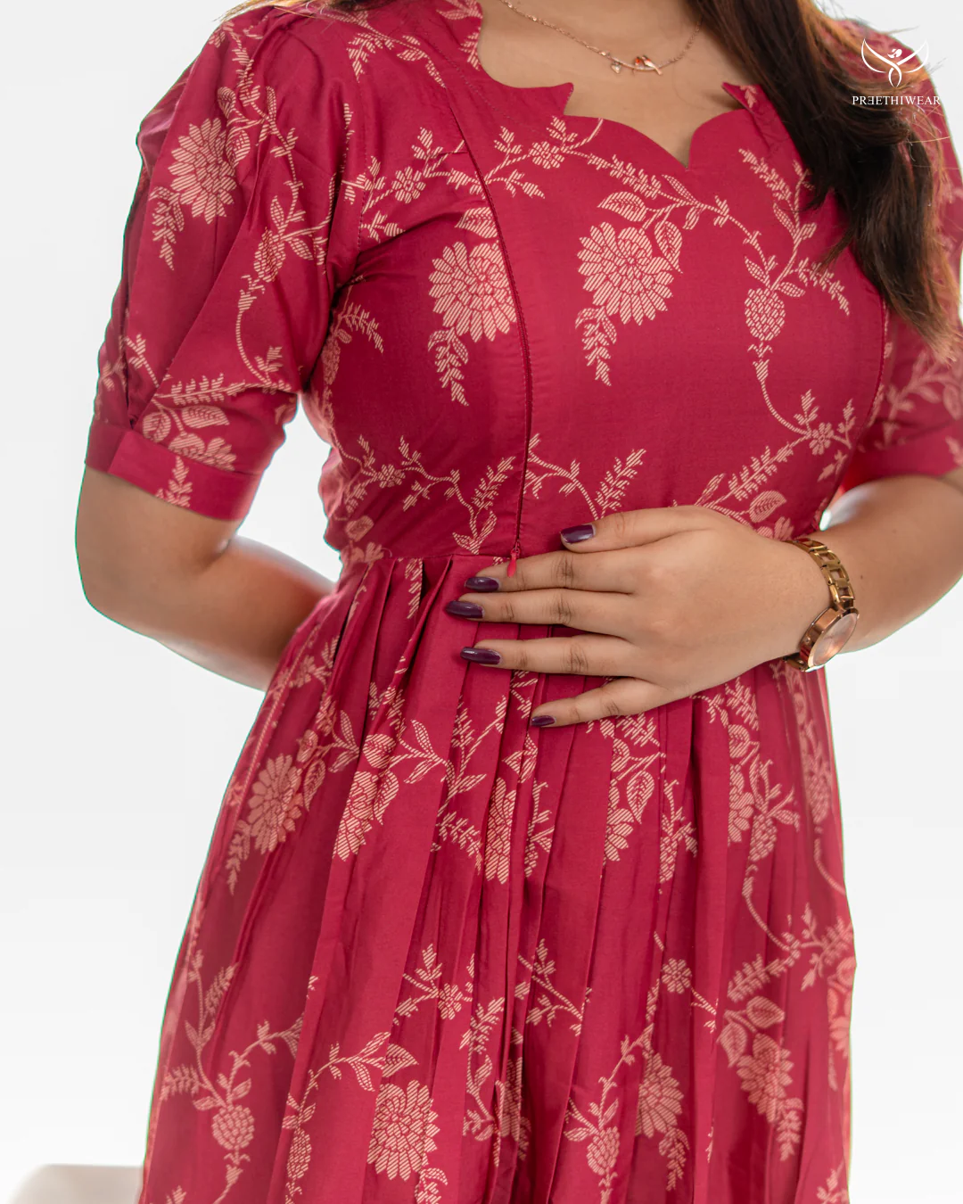 Rani Pink Flared Feeding Top with half sleeves and umbrella-style design
