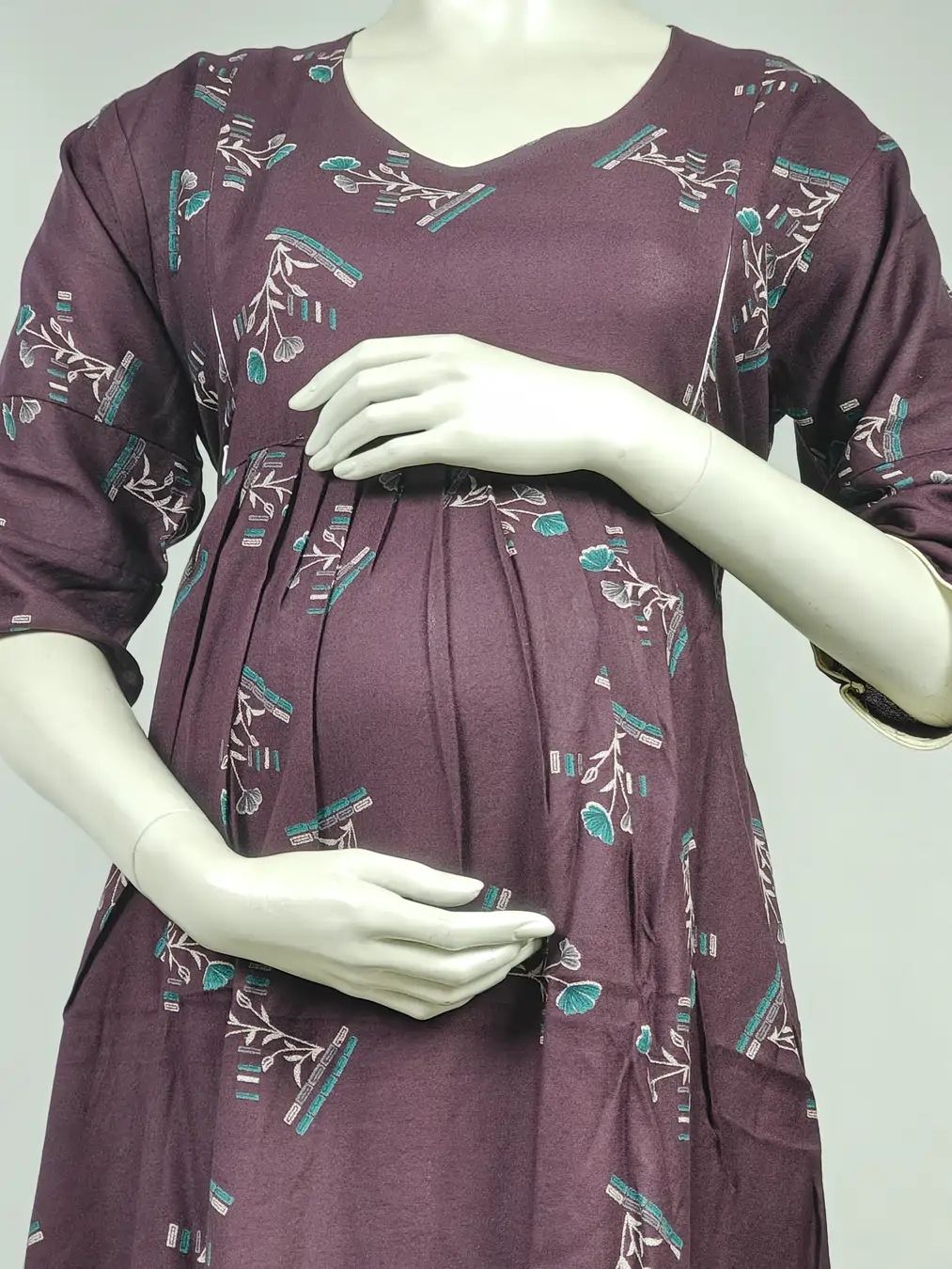 Purple Alpine frill feeding nighty with concealed nursing zips