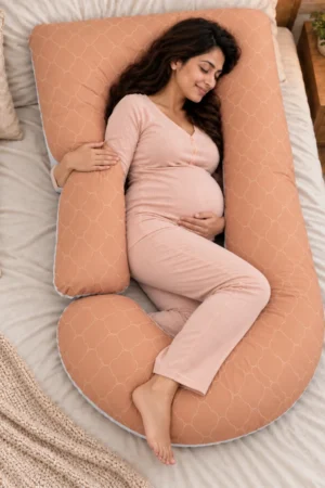 Cotton J shape maternity pillow with Racron filling