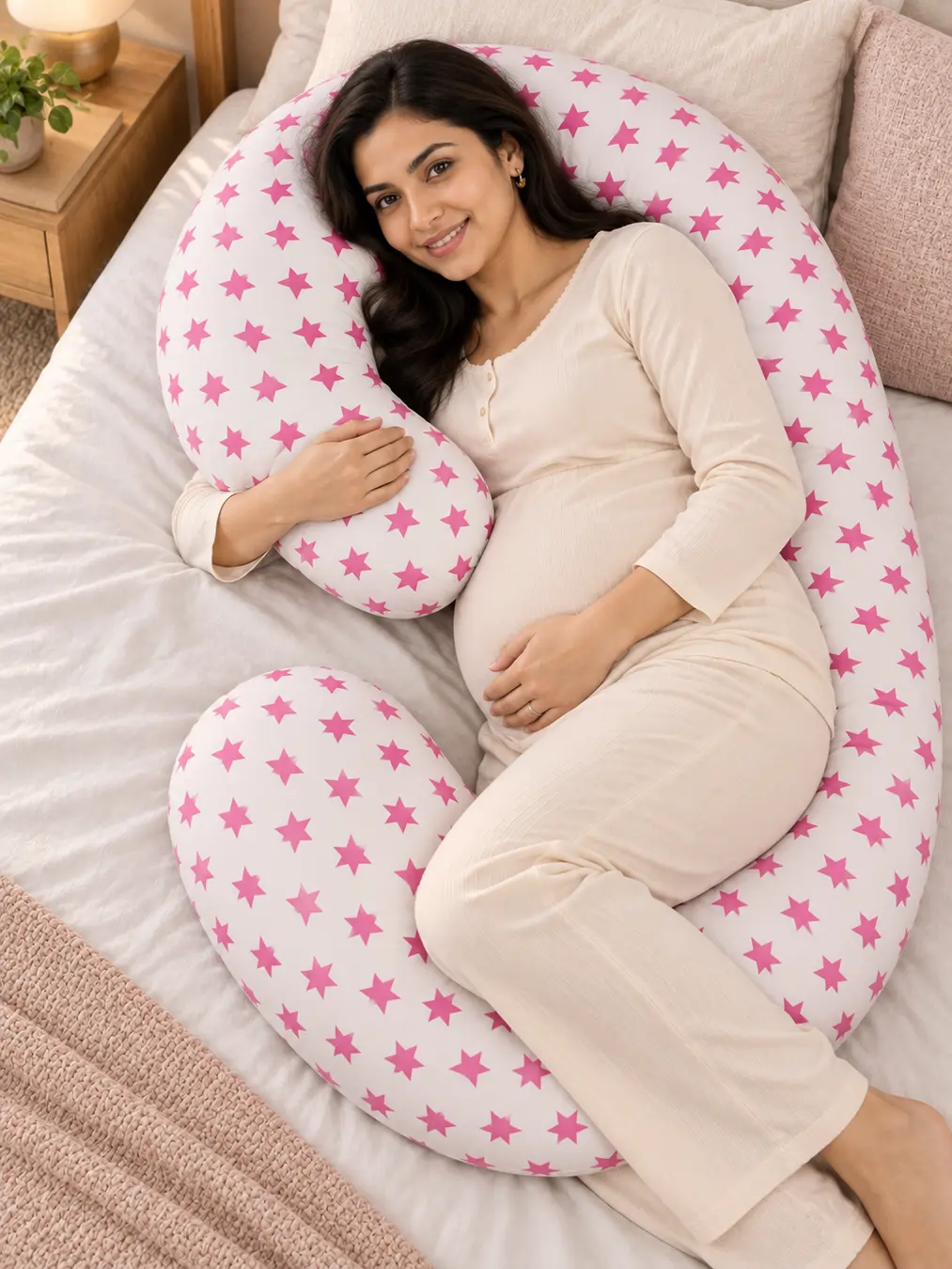 Cotton G shape pregnancy pillow with Racron filling