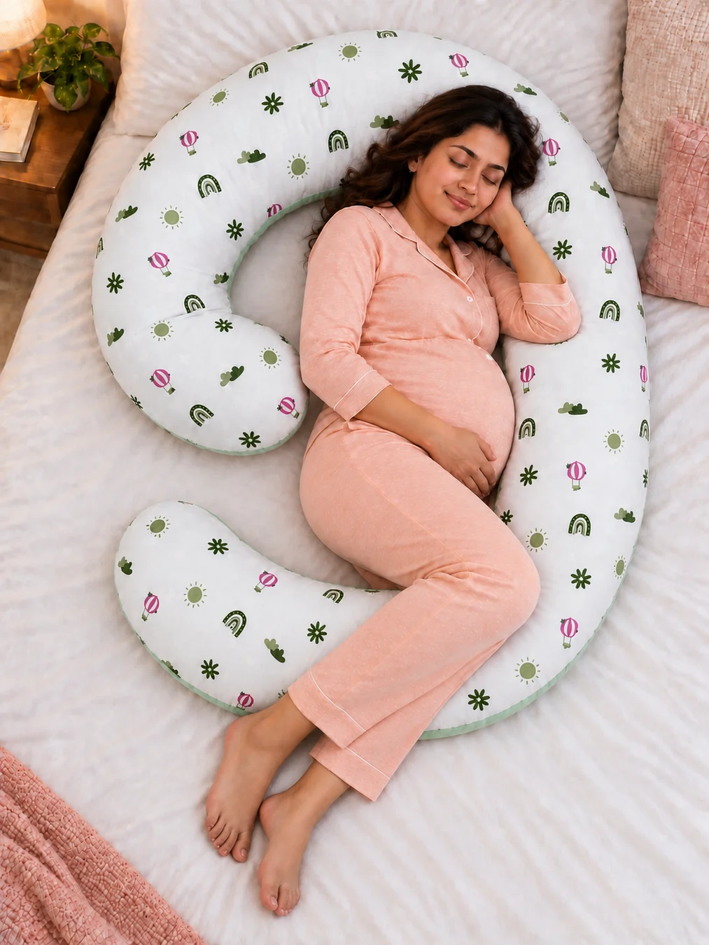 Cotton G shape pregnancy pillow with Racron filling