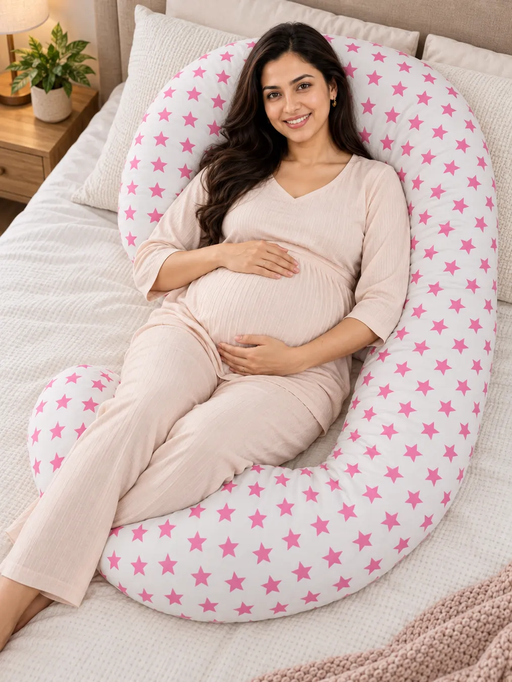 Cotton G shape pregnancy pillow with Racron filling