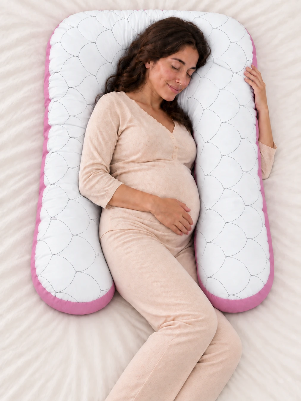 Cotton U shape maternity pillow with Racron filling