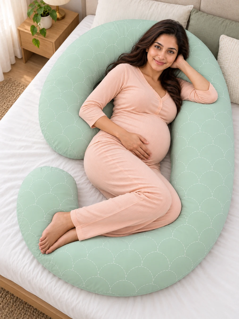 Cotton G shape pregnancy pillow with Racron filling