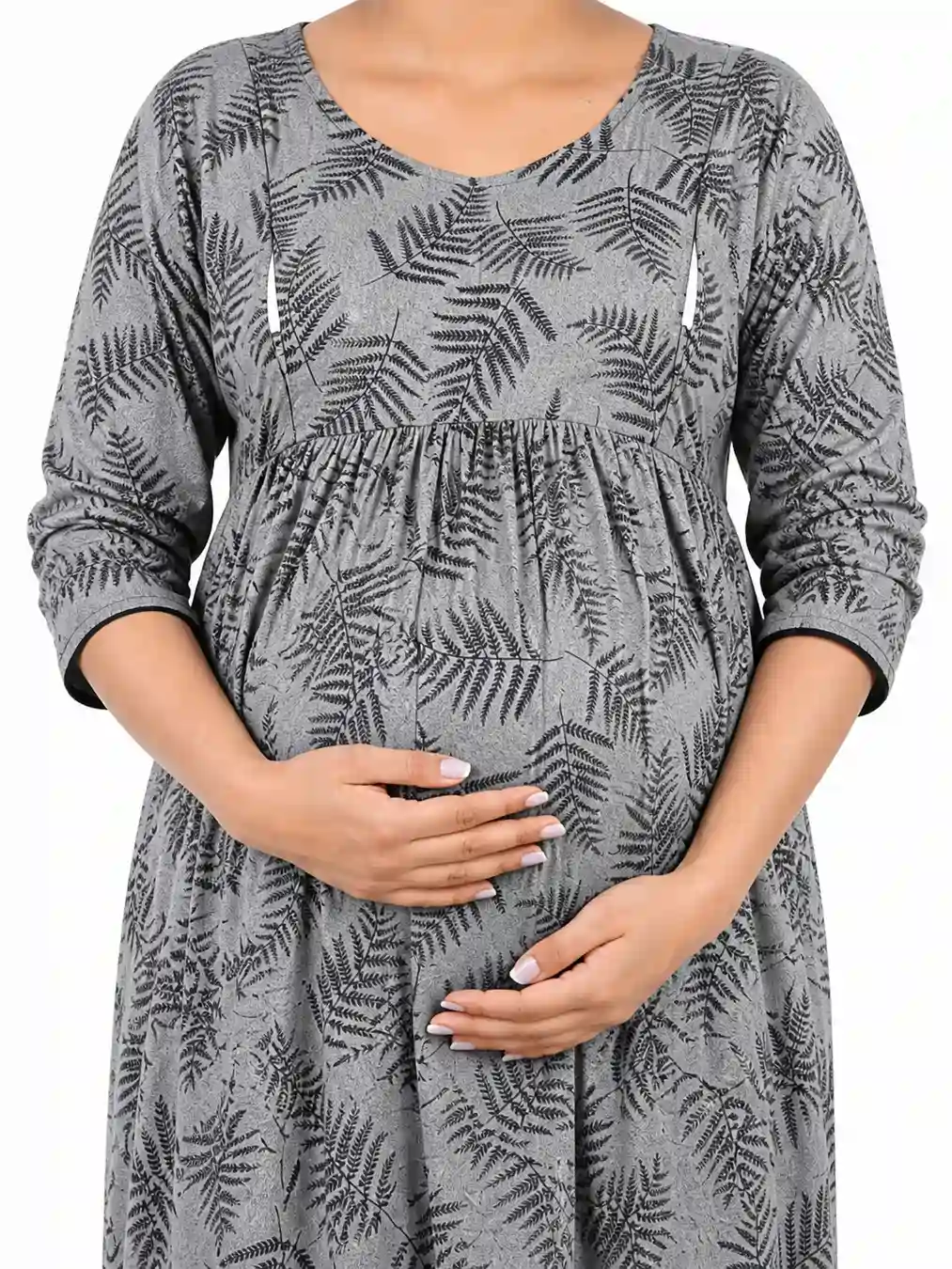 Ash Alpine frill feeding nighty with concealed nursing zips
