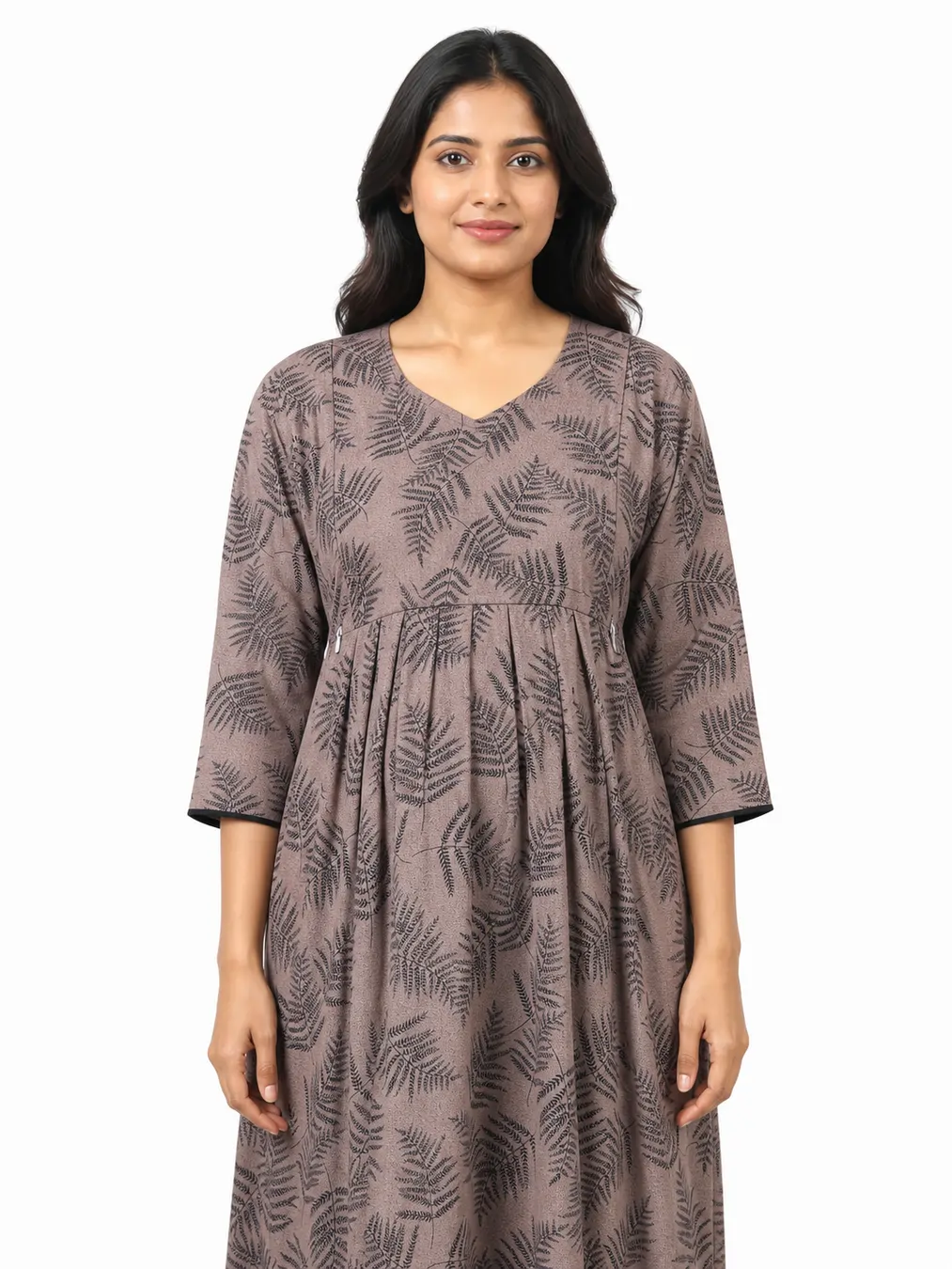 Dusty Rose Alpine frill feeding nighty with concealed nursing zips