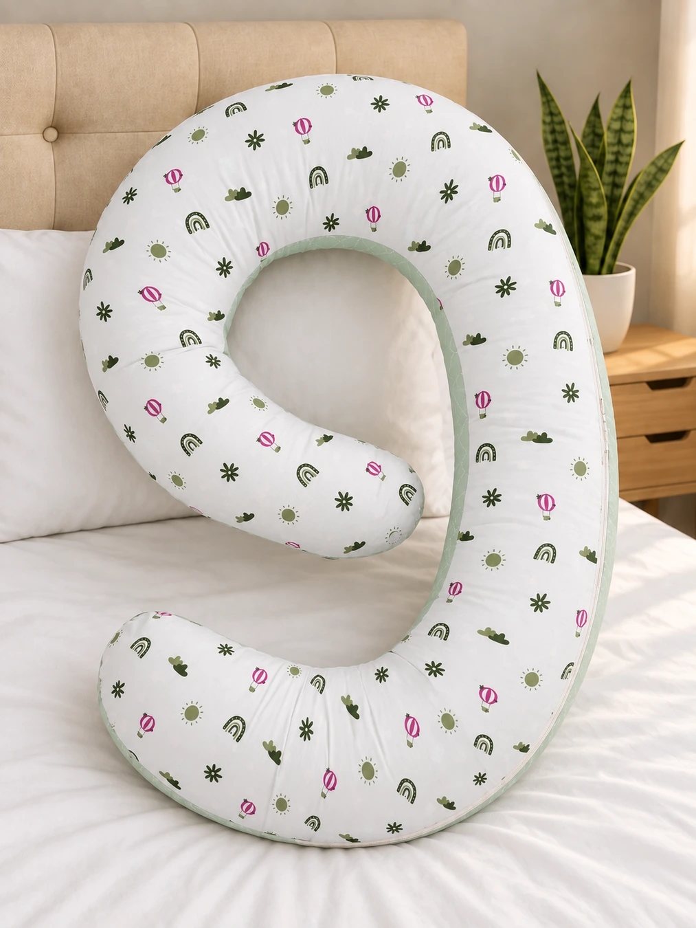 Cotton G shape pregnancy pillow with Racron filling
