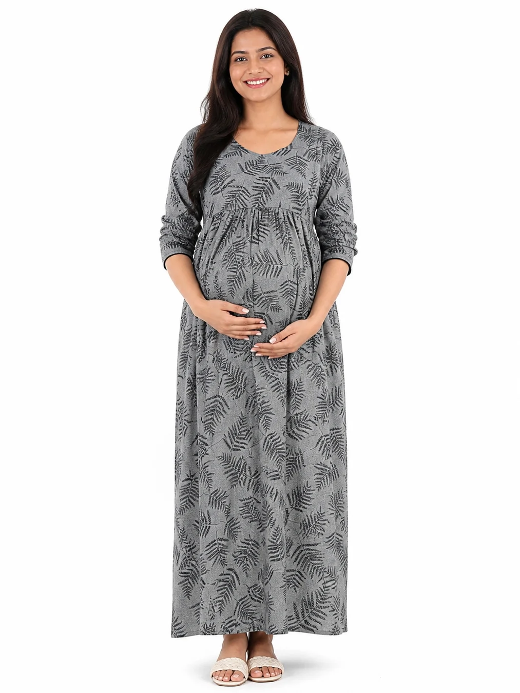 Ash Alpine frill feeding nighty with concealed nursing zips