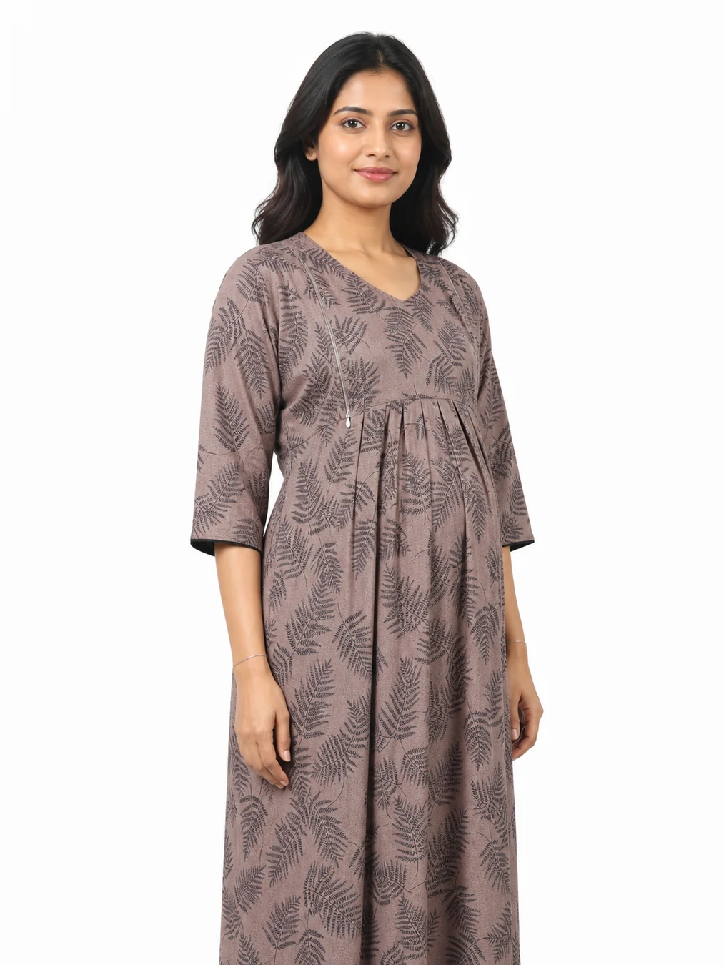 Dusty Rose Alpine frill feeding nighty with concealed nursing zips