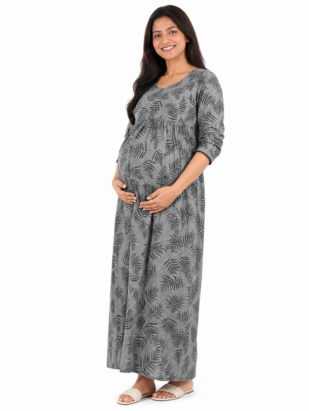 Ash Alpine frill feeding nighty with concealed nursing zips