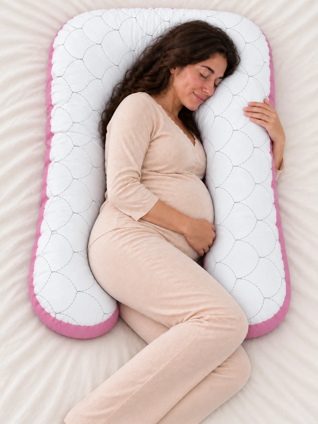 Cotton U shape maternity pillow with Racron filling