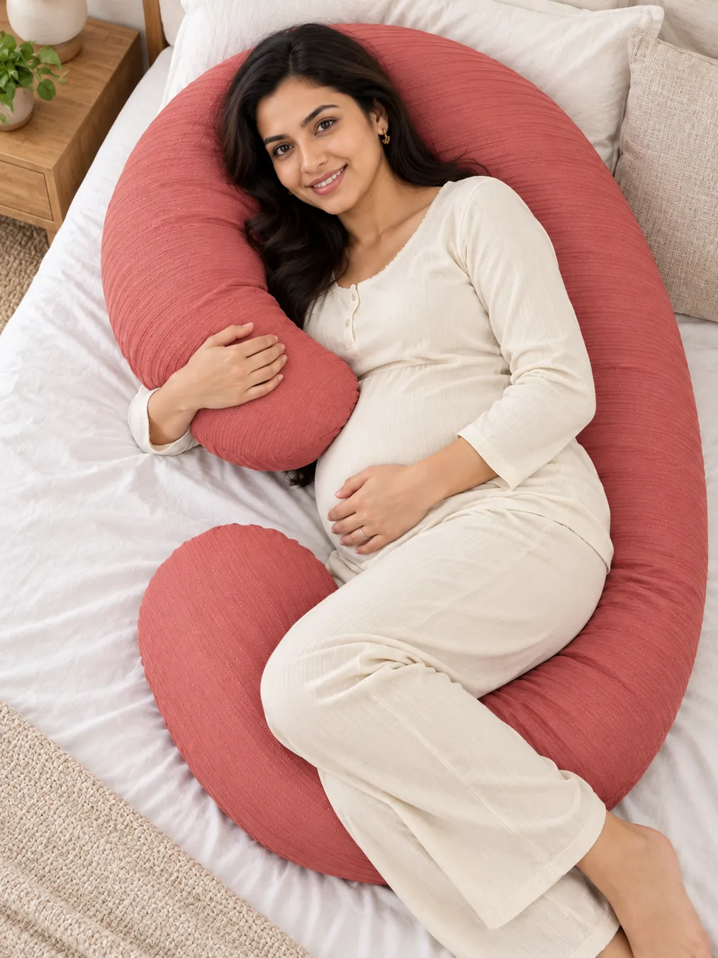 Cotton G shape pregnancy pillow with Racron filling