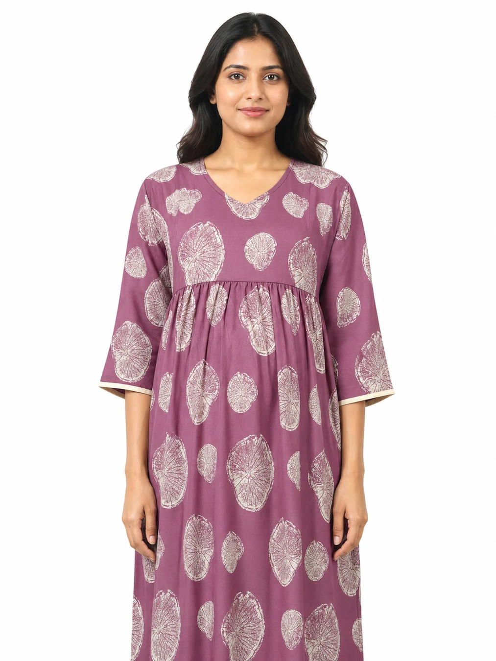 Rose Alpine Frill Feeding Nighty with ruffled waist detail and dual concealed nursing zips