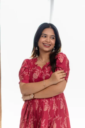 Rani Pink Flared Feeding Top with half sleeves and umbrella-style design