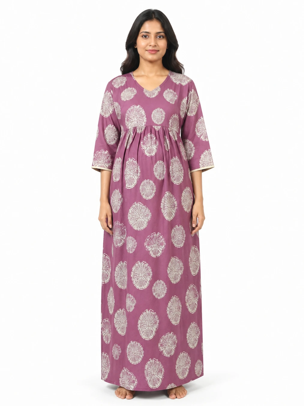 Rose Alpine Frill Feeding Nighty with ruffled waist detail and dual concealed nursing zips