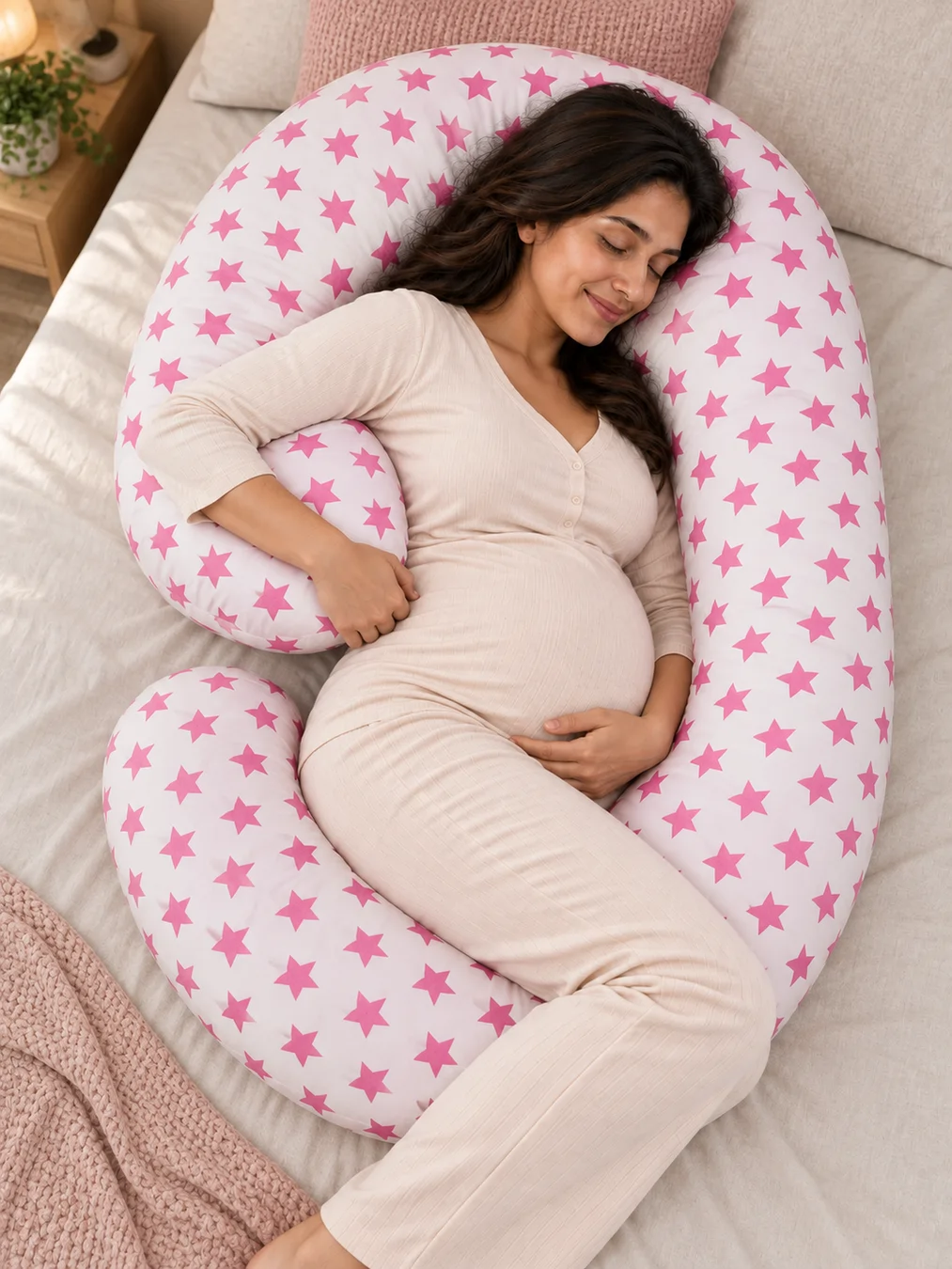 Cotton G shape pregnancy pillow with Racron filling
