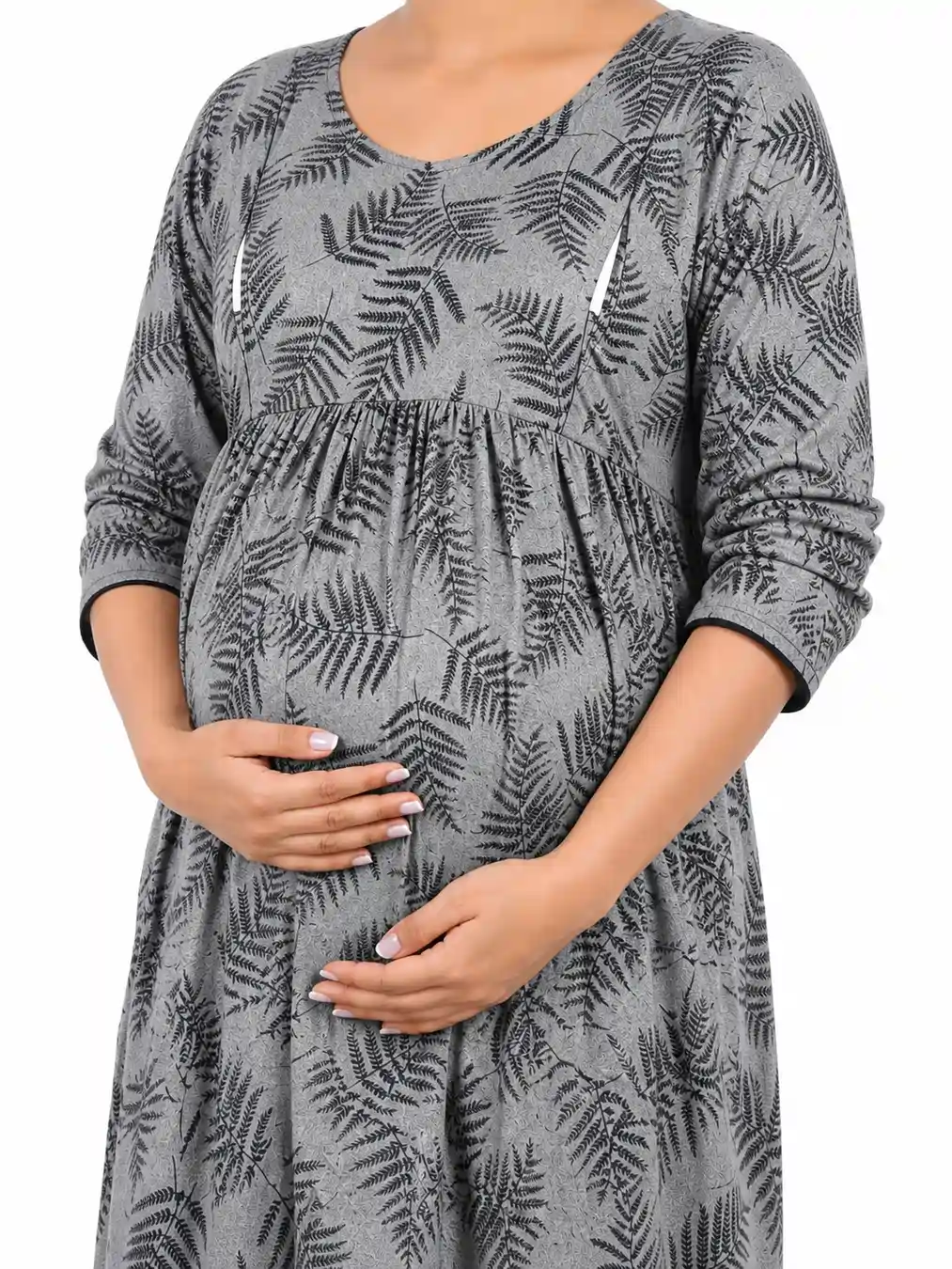 Ash Alpine frill feeding nighty with concealed nursing zips
