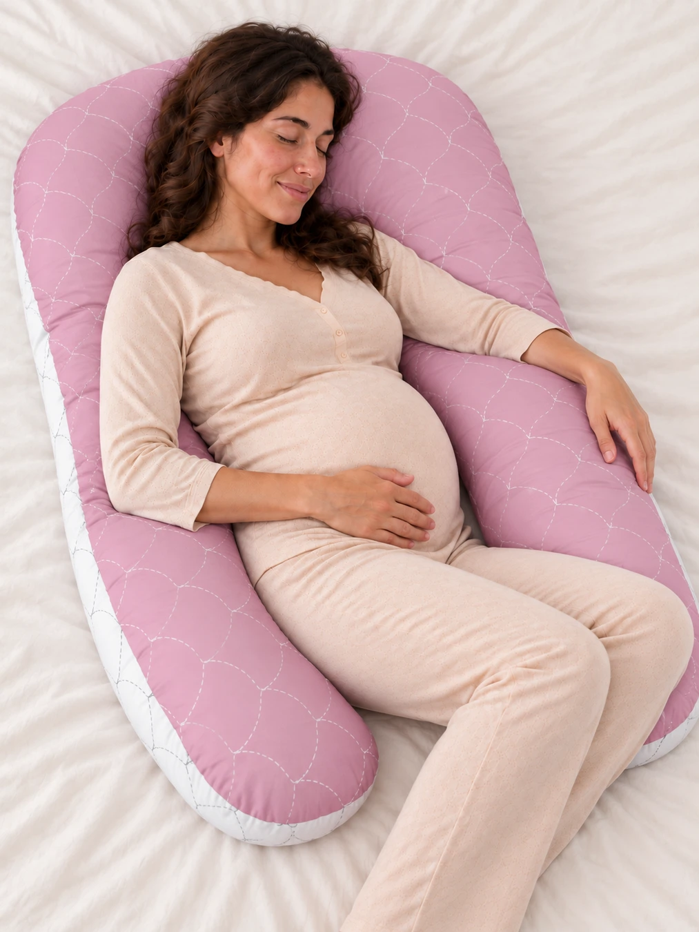 Cotton U shape maternity pillow with Racron filling