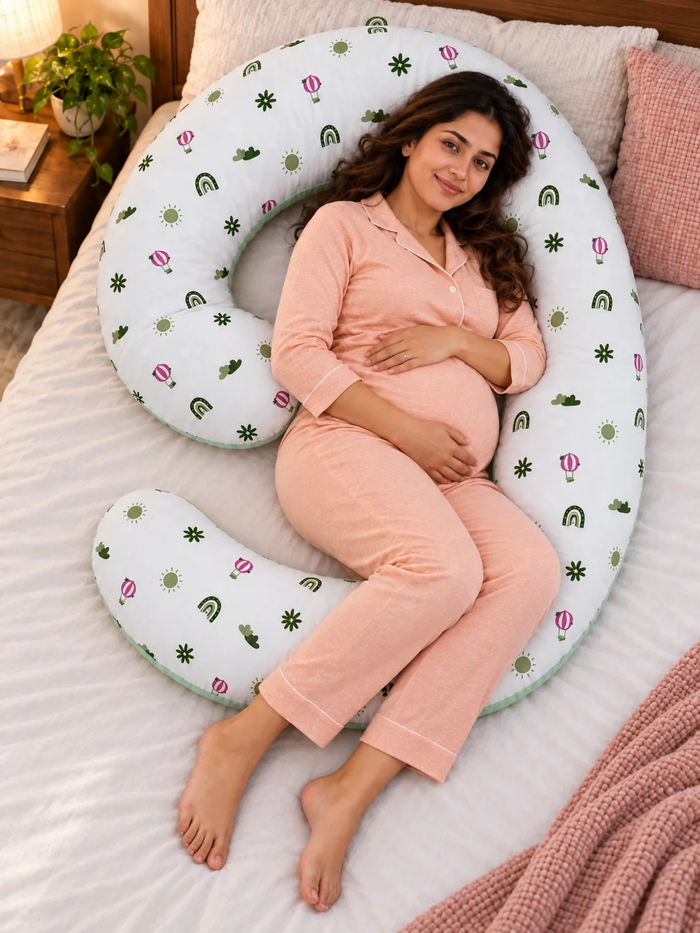 Cotton G shape pregnancy pillow with Racron filling