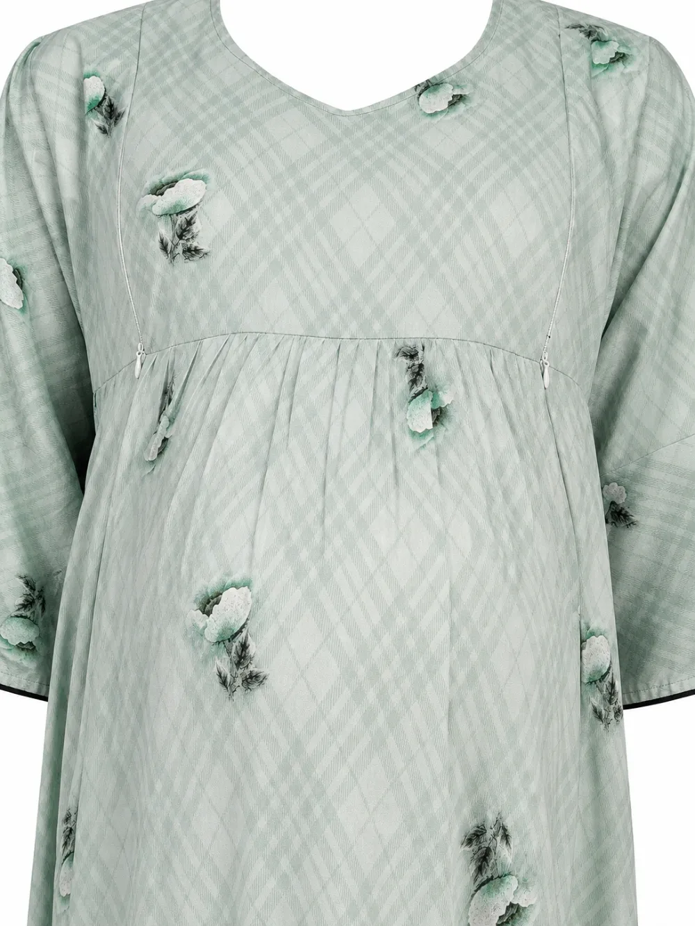 Light Green frill feeding nighty with ruffled waist and concealed nursing zips