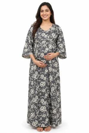 Ash Alpine frill feeding nighty with concealed nursing zips